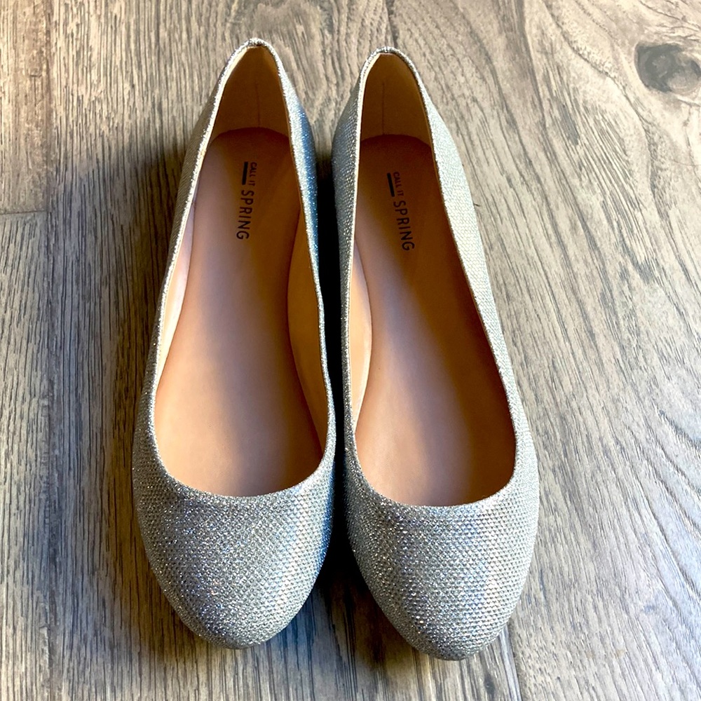 Silver Glitter Flats